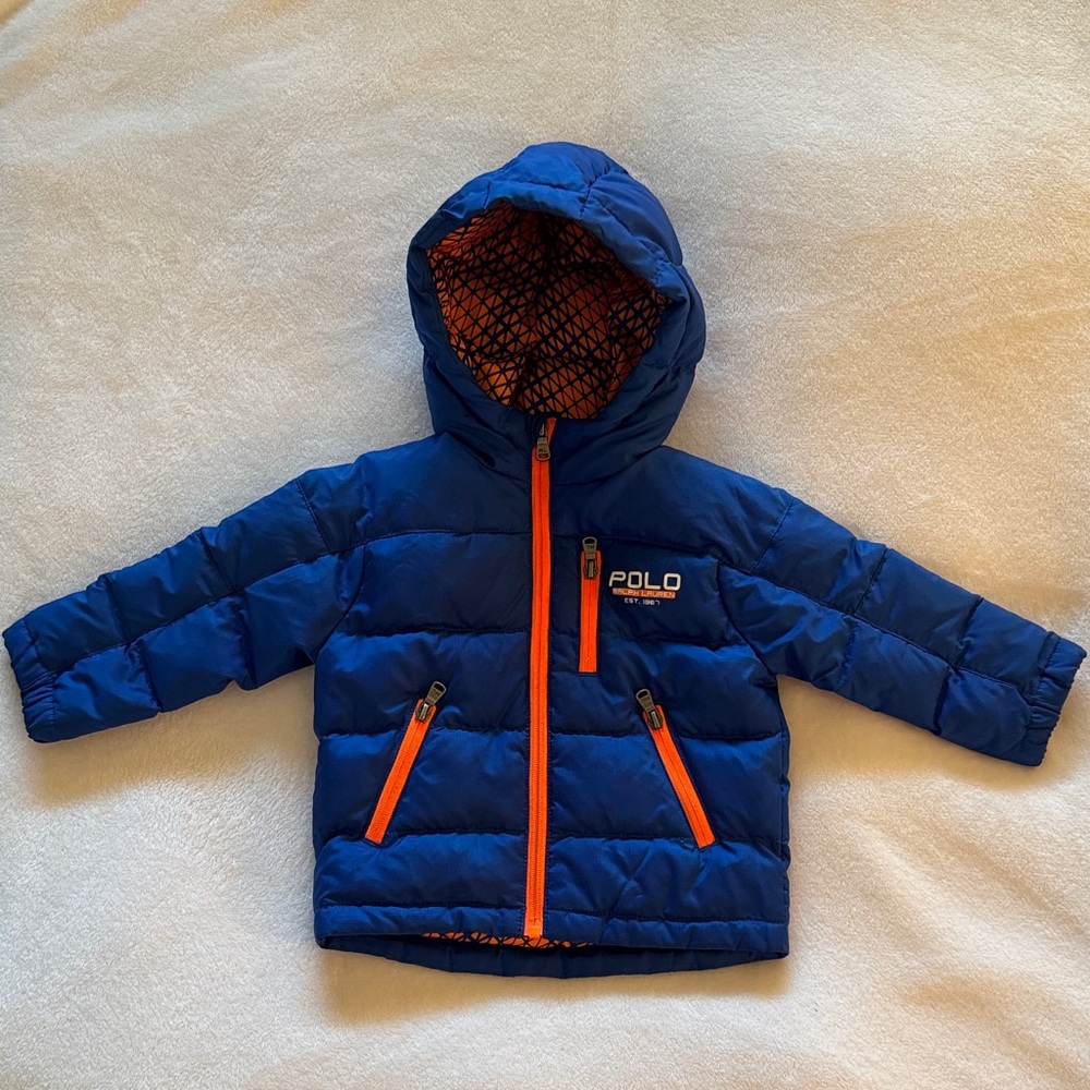 Polo by Ralph Lauren Kids Blue and Orange Puffer Jacket